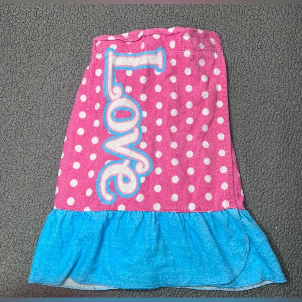 Justice‎ Blue And Pink Towel Swimsuit Cover Up Skirt Size XS/S